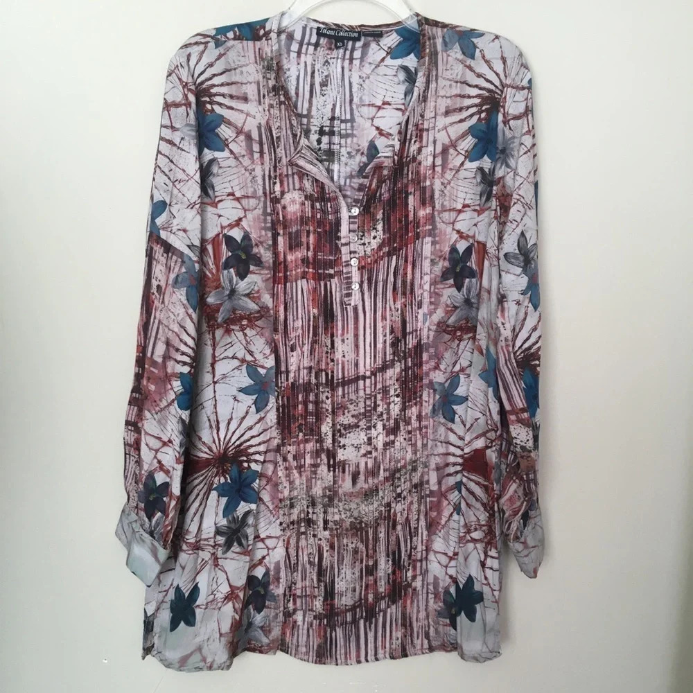 Tolani Collection Floral Long Sleeve Tunic Top